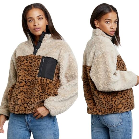 Rails Saga Fleece Pullover Sherpa Cream Leopard Mix - Picture 16 of 16